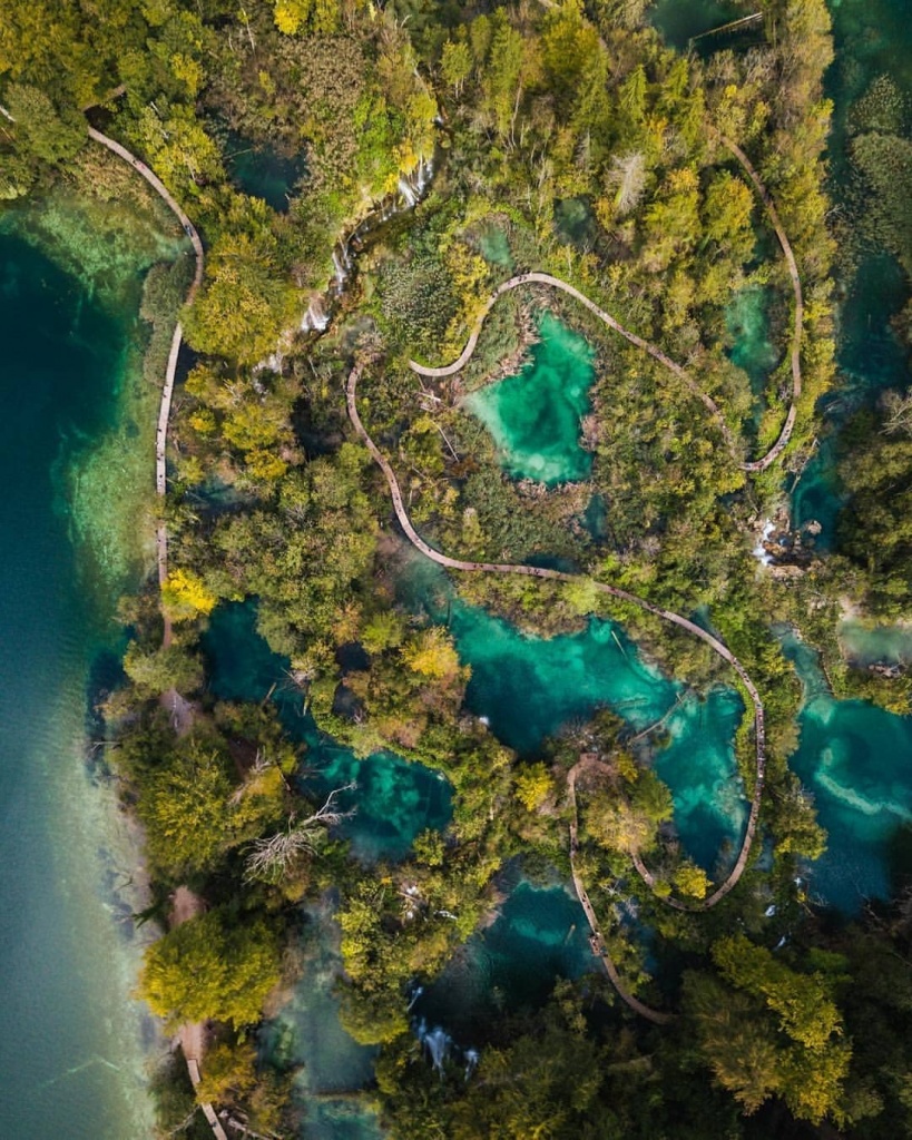Плитвицкие озера Хорватии с высоты птичьего полета
