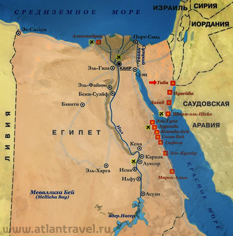 Карта египта с городами курортами