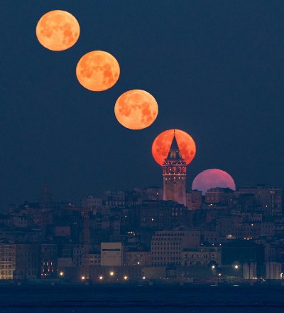 Фото: туры в Стамбул в феврале: Галатская башня в суперлуние